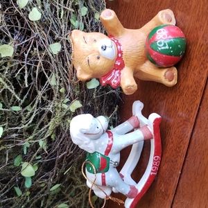 Vintage Rocking horse and Bear with Ball Ornaments  1989